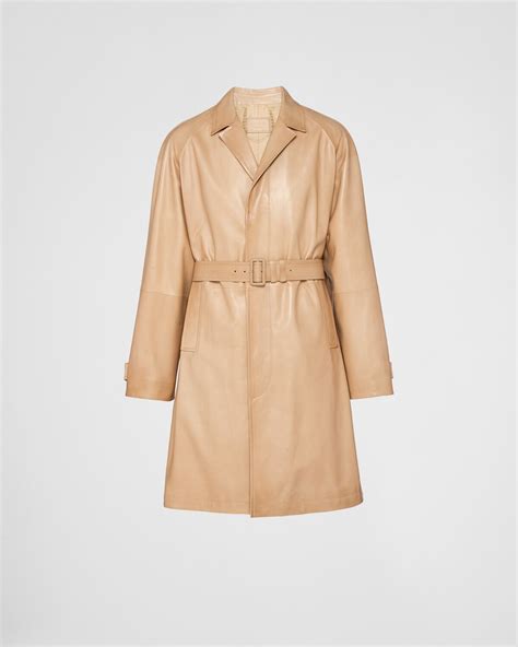 Sand Beige Oversized Nappa Leather Coat 